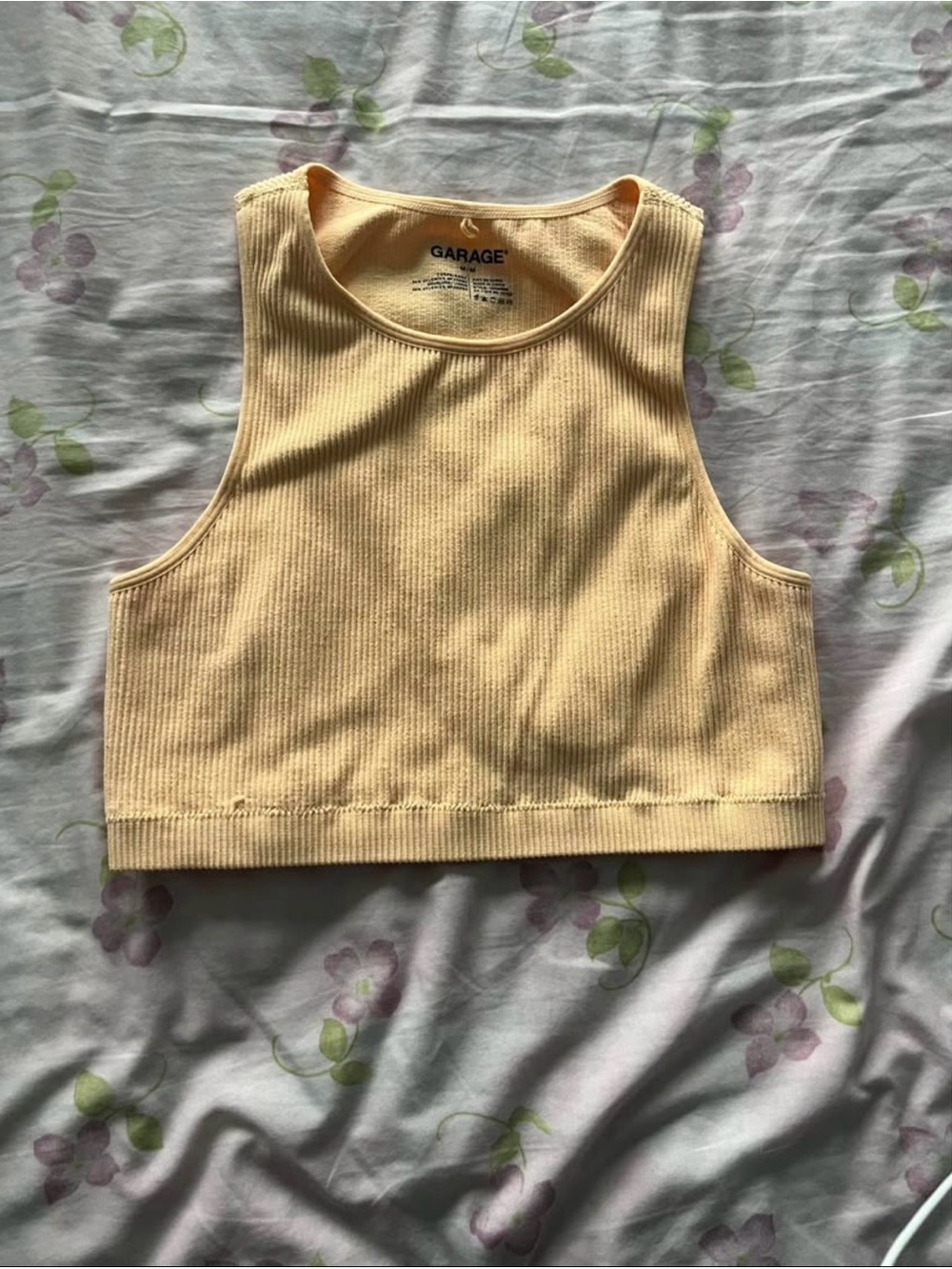 Garage Pale Orange Ribbed Cropped Tank